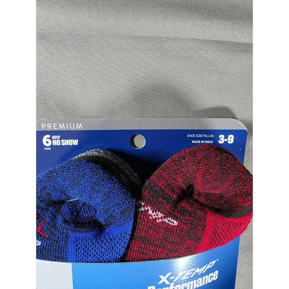 Hanes Moves Youth Boys' X-Temp Performance 6-Pack No‎ Show Socks Size 3-9